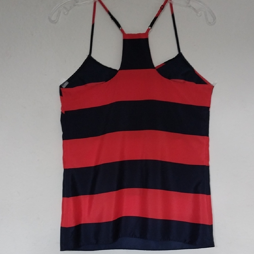 J.Crew Tank Top Strappy Silk Feel Red and Navy Nautical Size 0